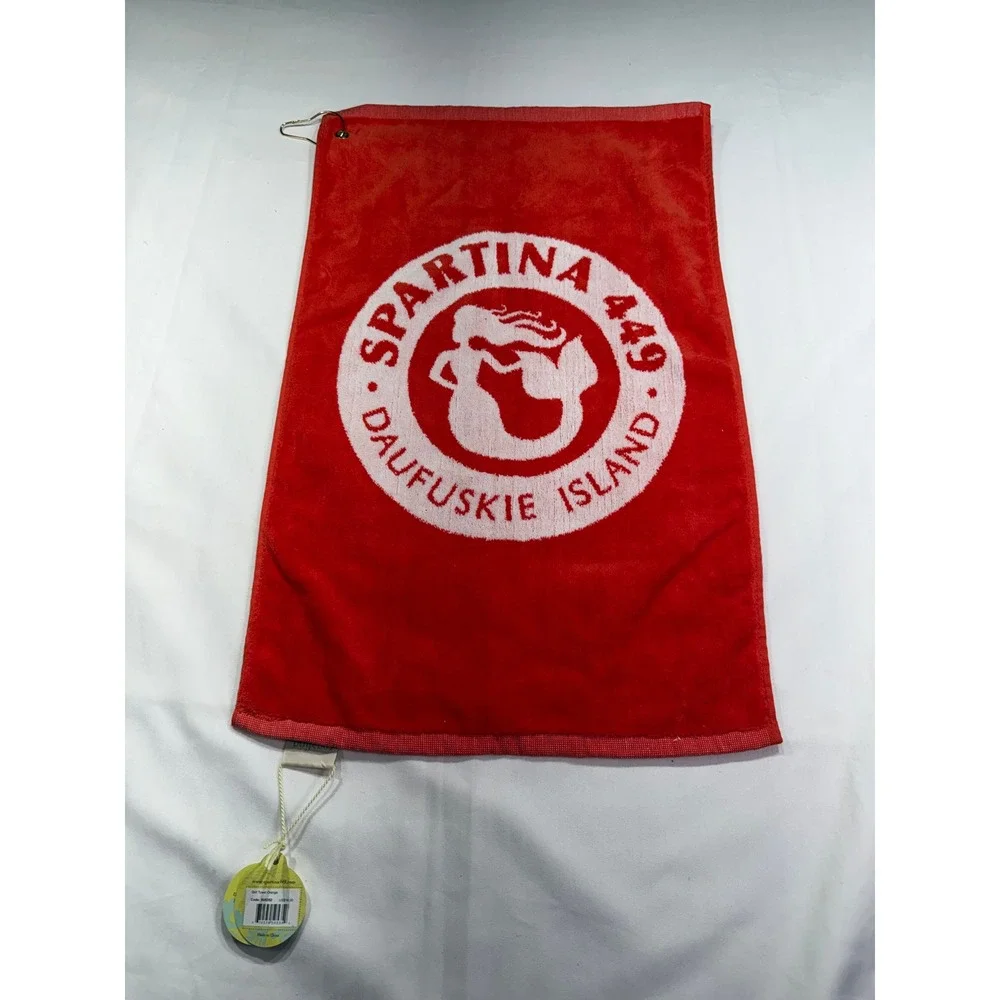 Spartina 449 Daufuskie Island Golf Towel Orange Mermaid Logo Cotton 505352